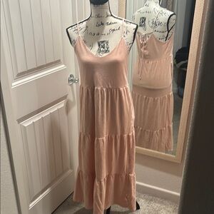 Old Navy Pink Smocked Tiered Maxi Sundress